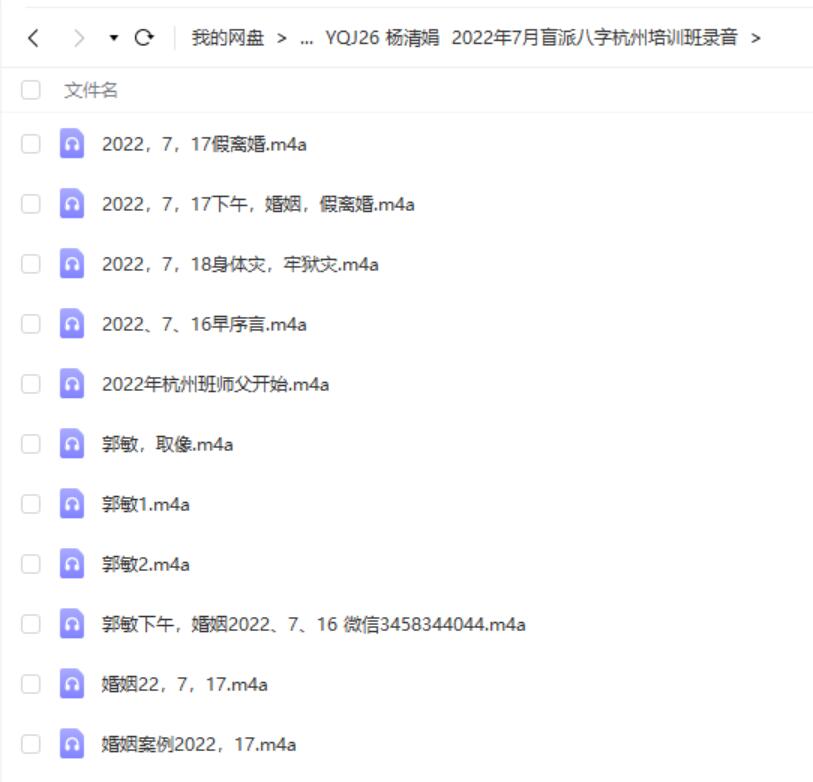 杨清娟 2022年7月盲派八字杭州培训班录音