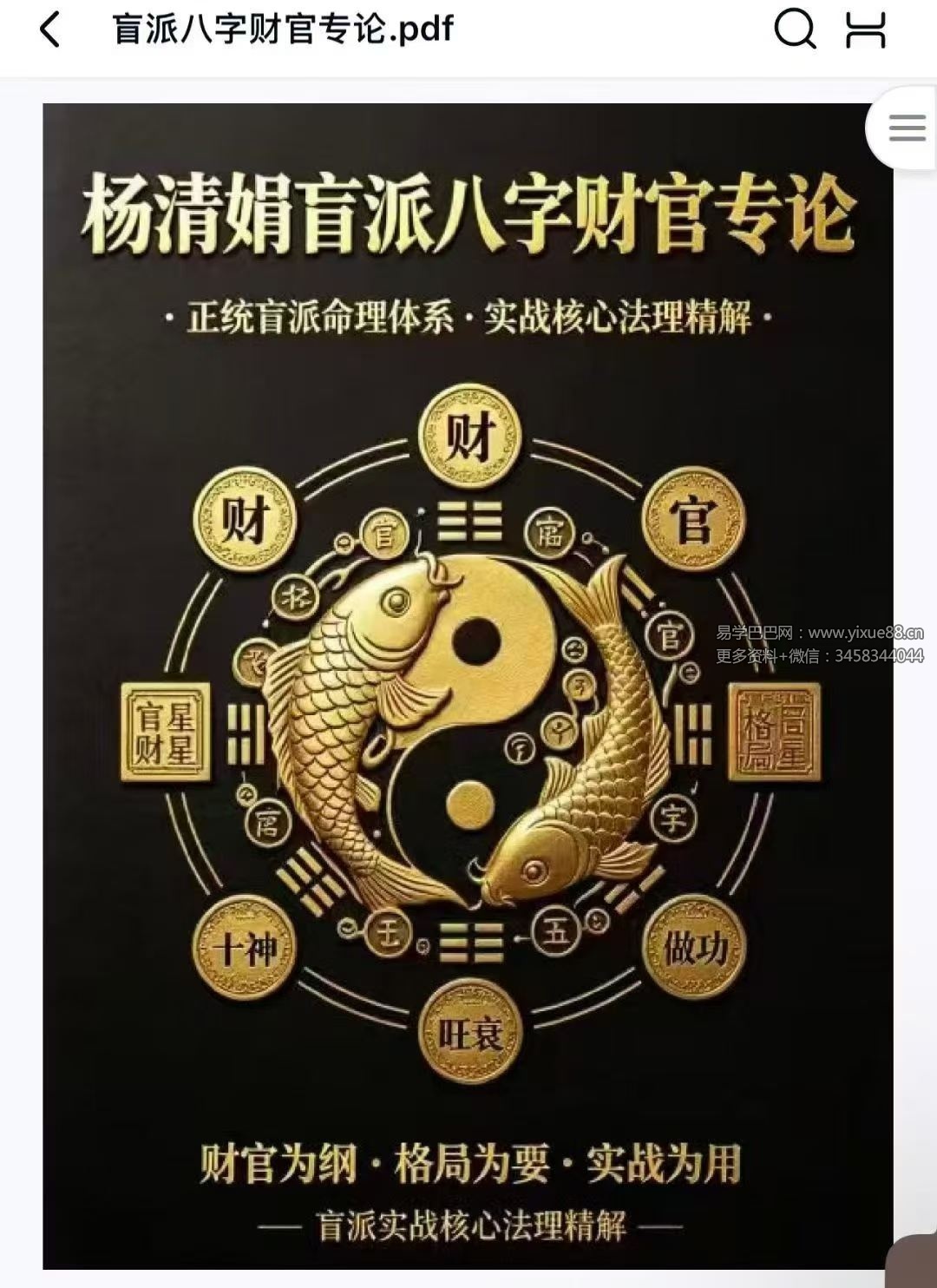 杨清娟《盲派八字财官专论》盲派八字实战宝典 358页